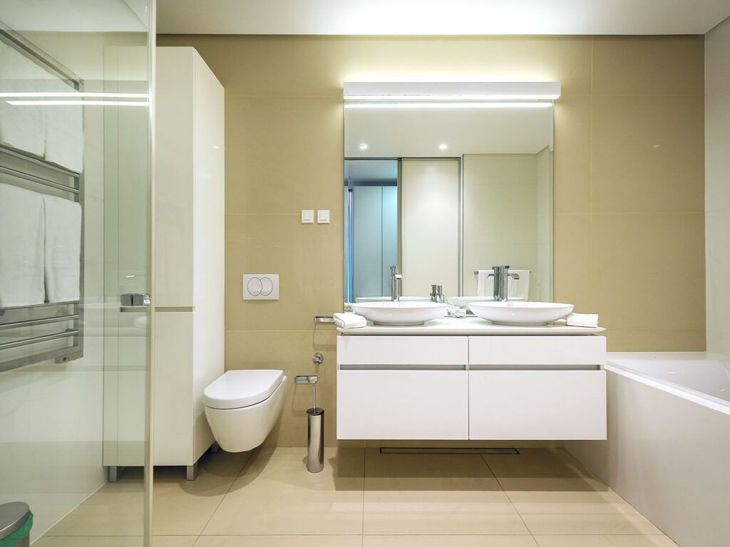 Hotel room bathroom