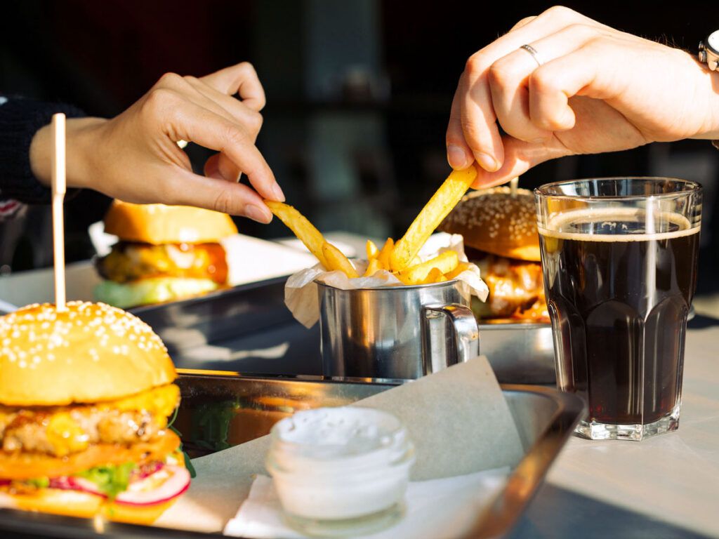 Two people sharing a meal