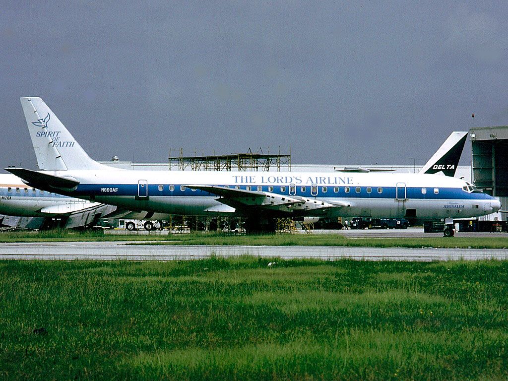 The Lord's Airline DC-8 parked at airport