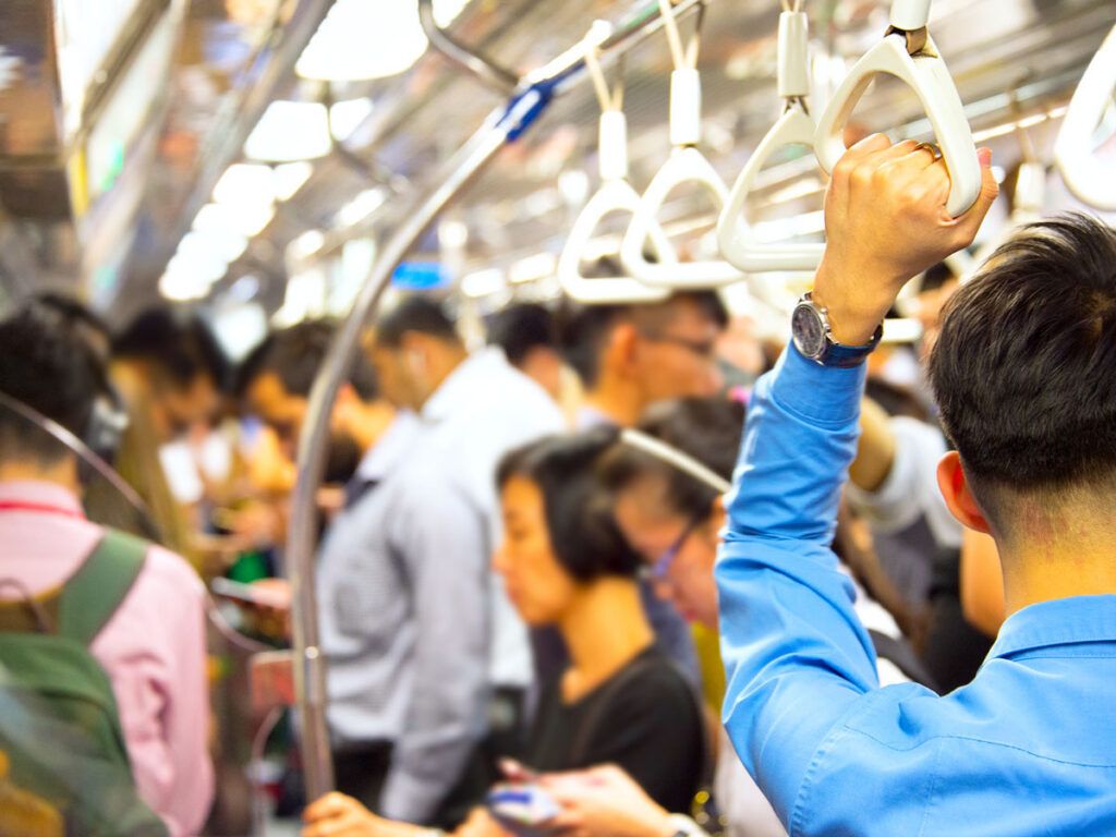 Crowded subway train