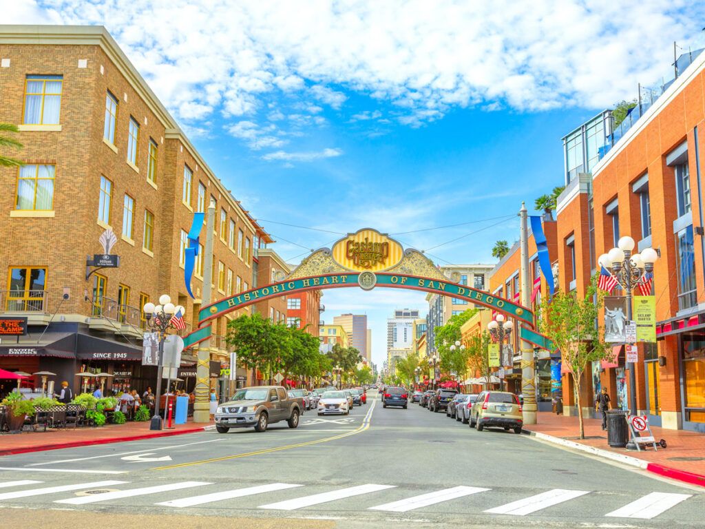 Sign for the historic Gaslamp Quarter in San Diego, California