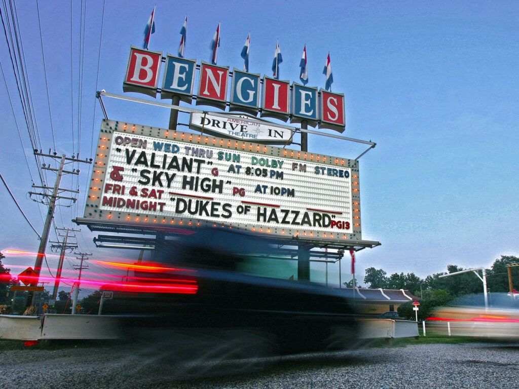 Marquee for Bengies Drive-In Theatre in Maryland