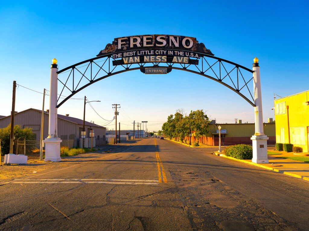 Sign for Van Ness Avenue in Fresno, California