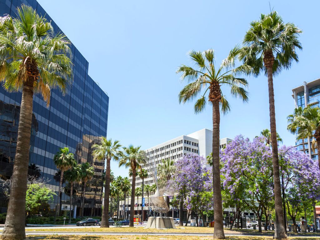Park and high-rises in downtown San Jose