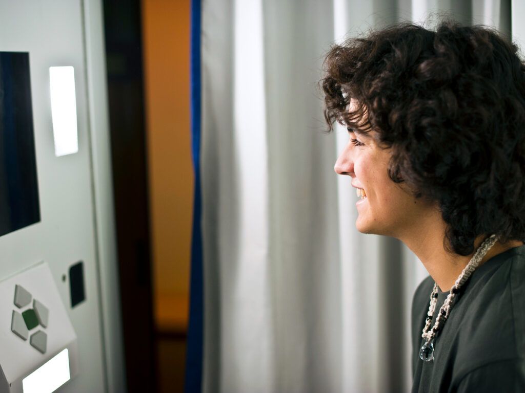 Person taking passport photo