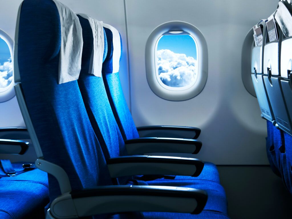 Row of seats on airplane