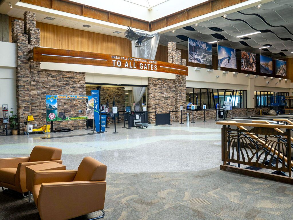 Entrance to screening checkpoint at Great Falls International Airport in Montana