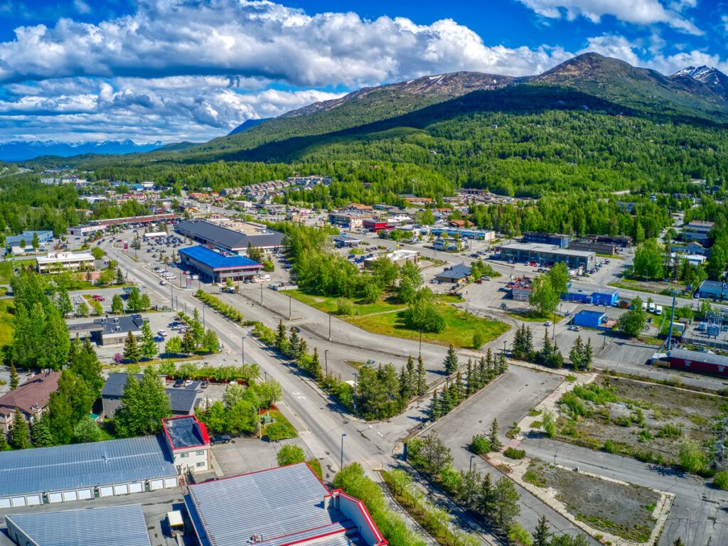 Aerial view of Eagle River, Alaska