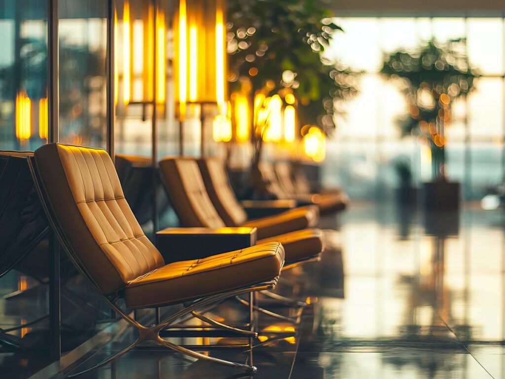 Lounge chairs in airport terminal