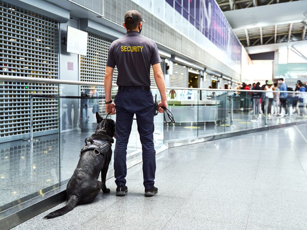 Security officer with canine assist