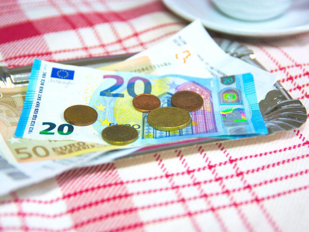 Money on table for restaurant bill