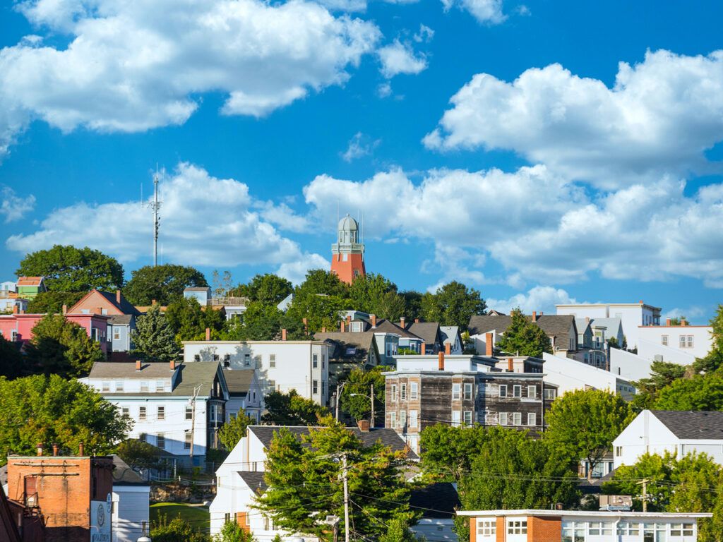 Hillside buildings in Portland, Maine