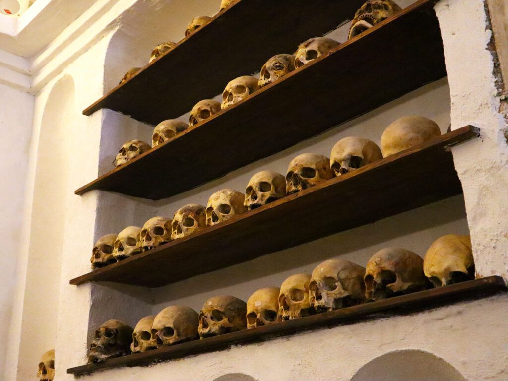 Skulls on display at Catacombe dei Cappuccini di Palermo