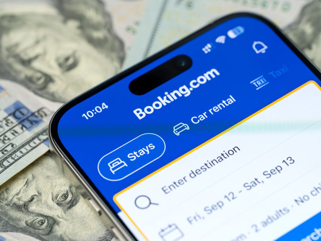 Booking.com on phone screen