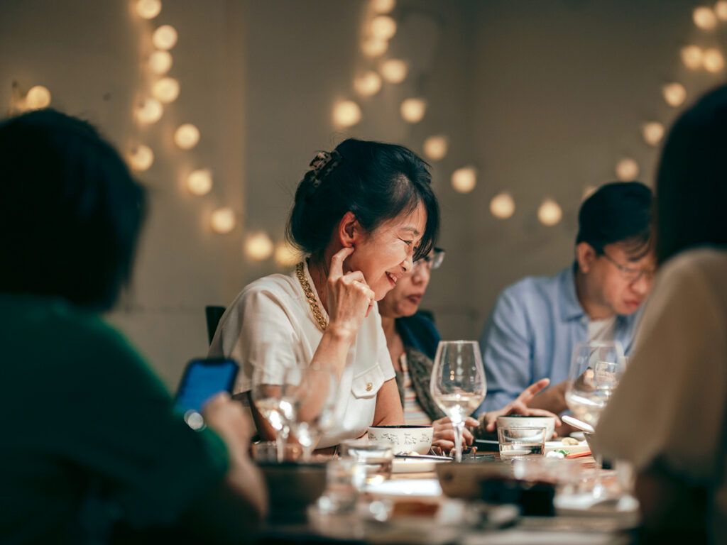 Group of people at dinner table