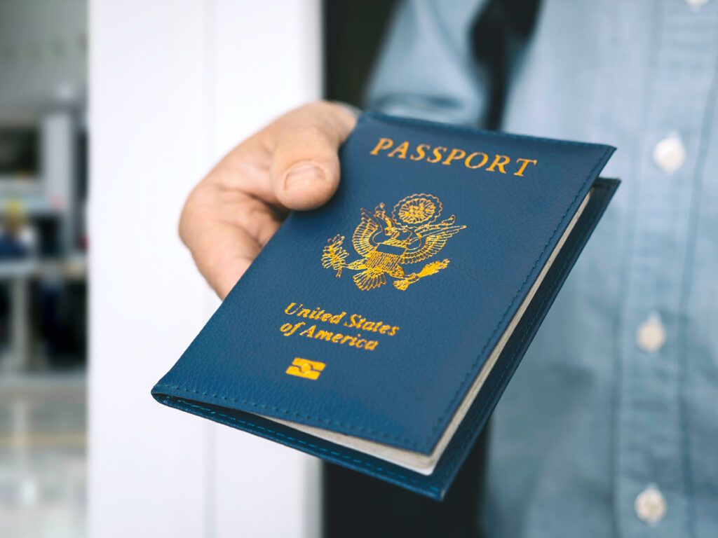 Close-up view of U.S. passport book
