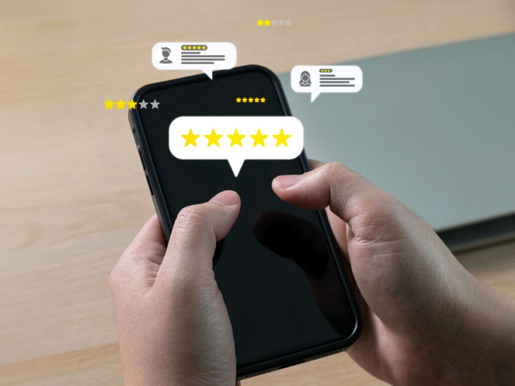 Person typing on phone