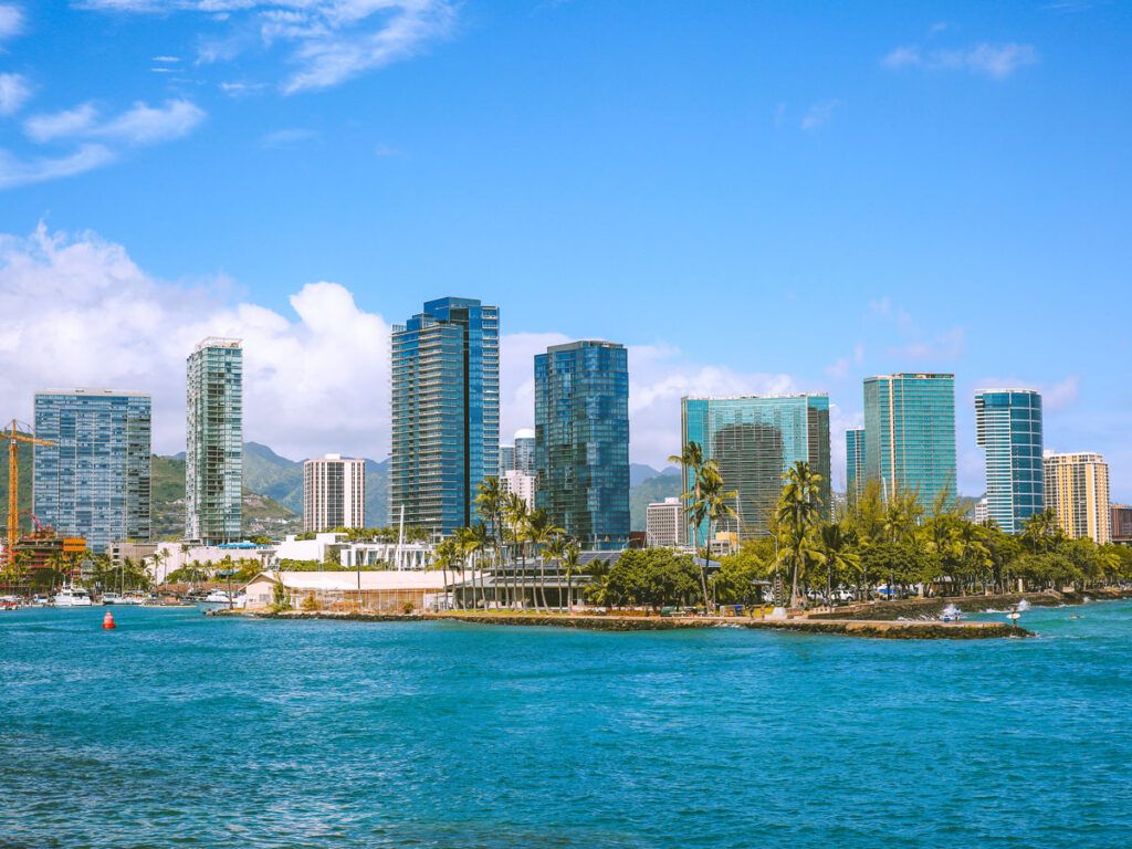 Honolulu cityscape seen from the ocean