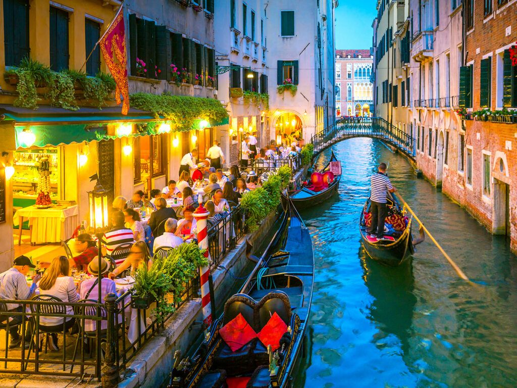 Canal in Venice, Italy, at night 