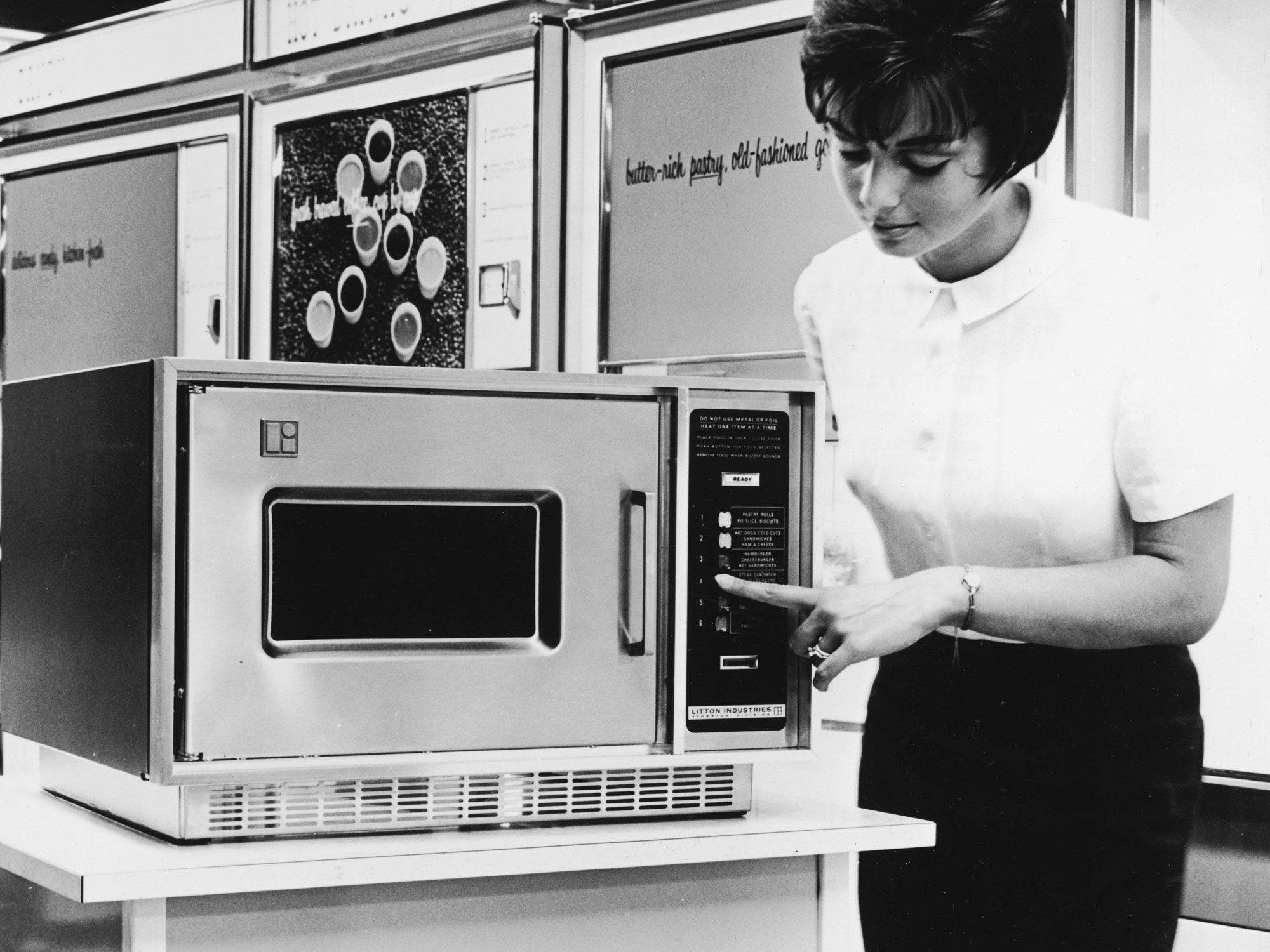 Historical image of an early microwave