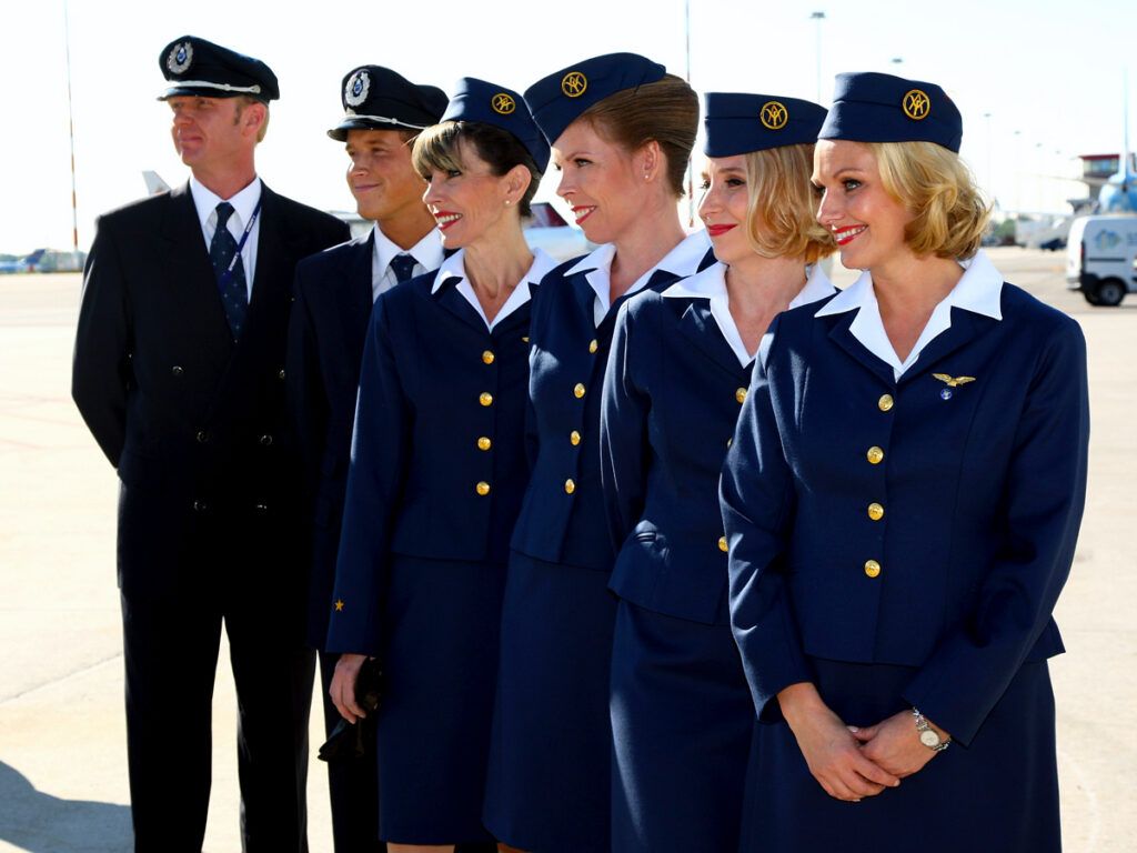 Cabin crew of Finnair at Malpensa Airport, Milan, in 2008