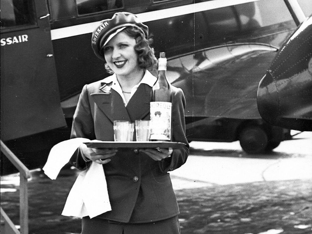 A Swissair stewardess at Tempelhof Airport in Berlin in 1934