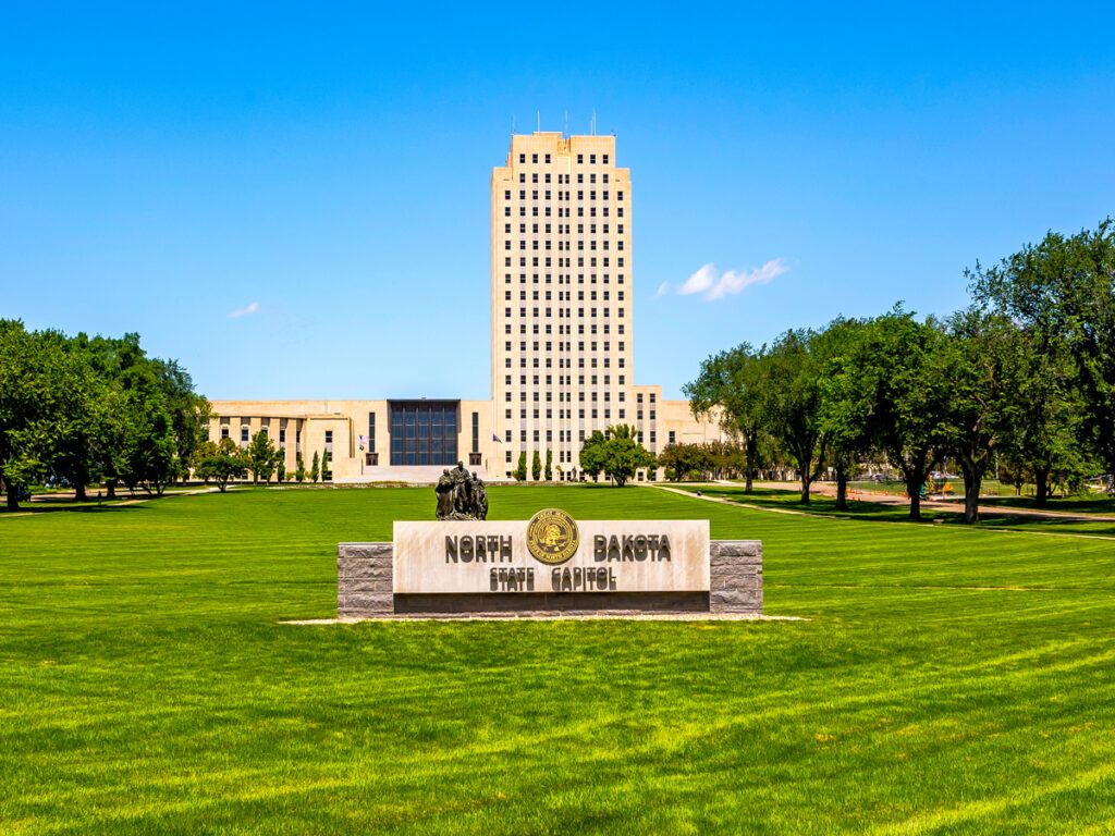North Dakota State Capitol building in downtown Bismarck