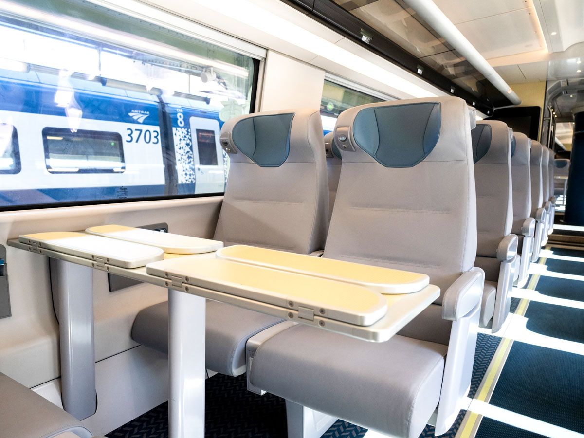Amtrak seating with table