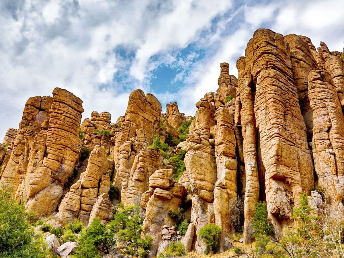 Towering rock formations of Chiricahua National Park in Arizona