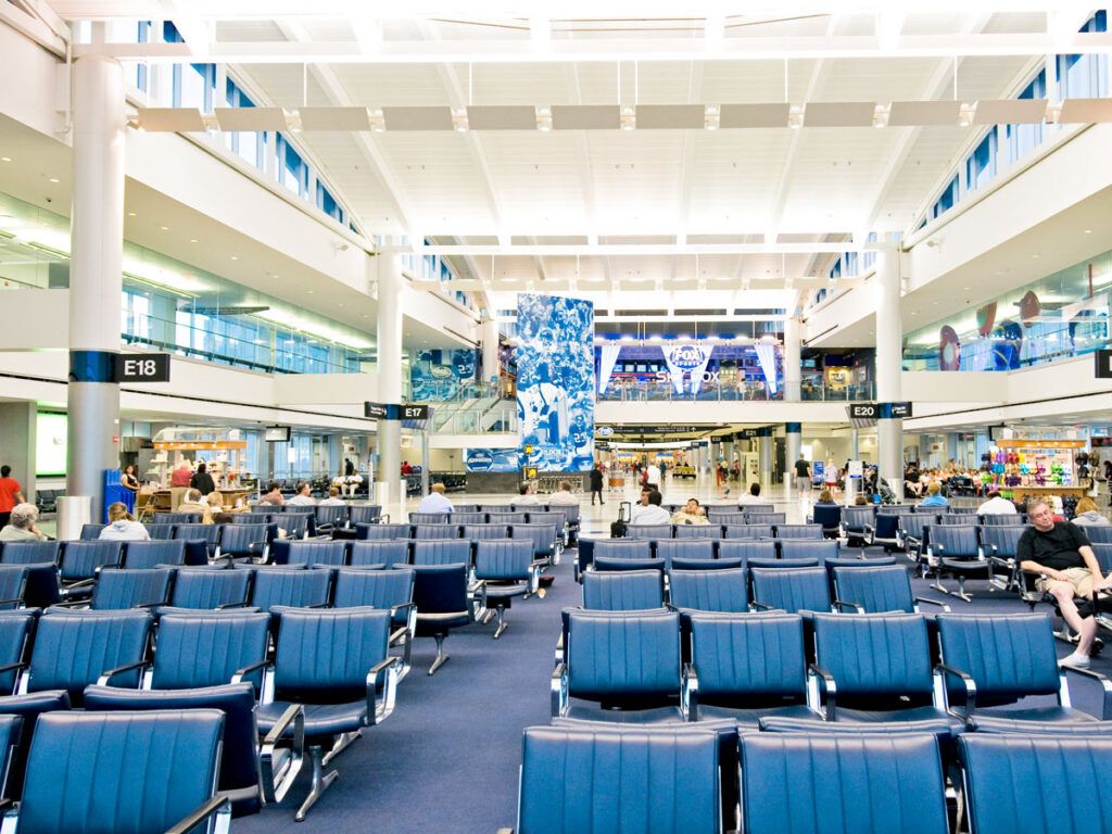 Gate areas at George Bush Intercontinental Airport in Houston, Texas