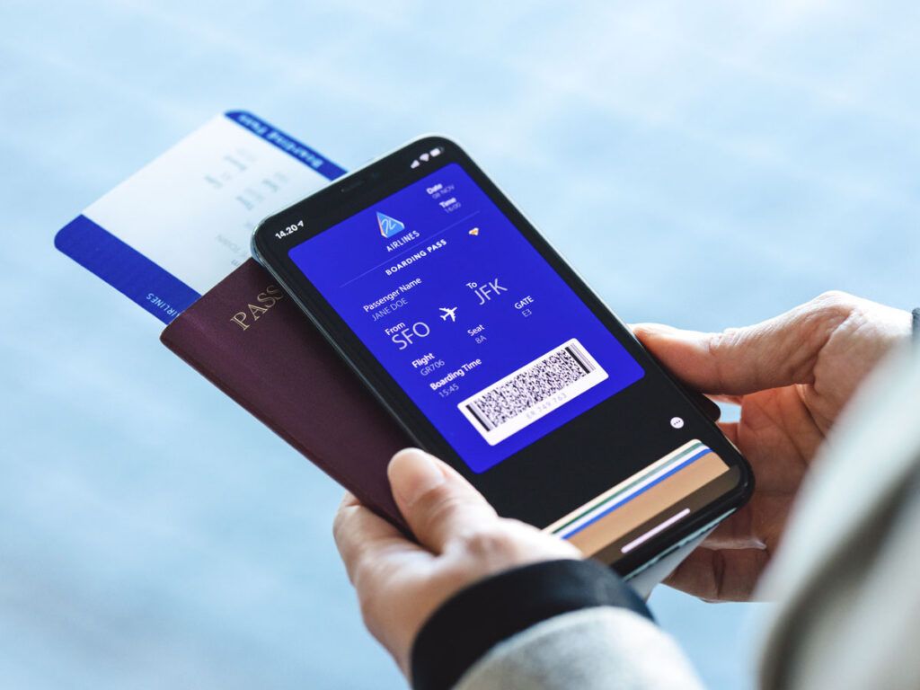 Passenger checks mobile boarding pass