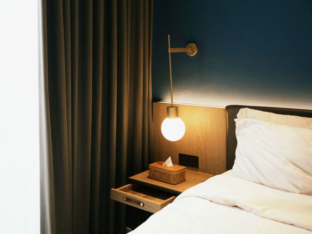 Hotel room bed