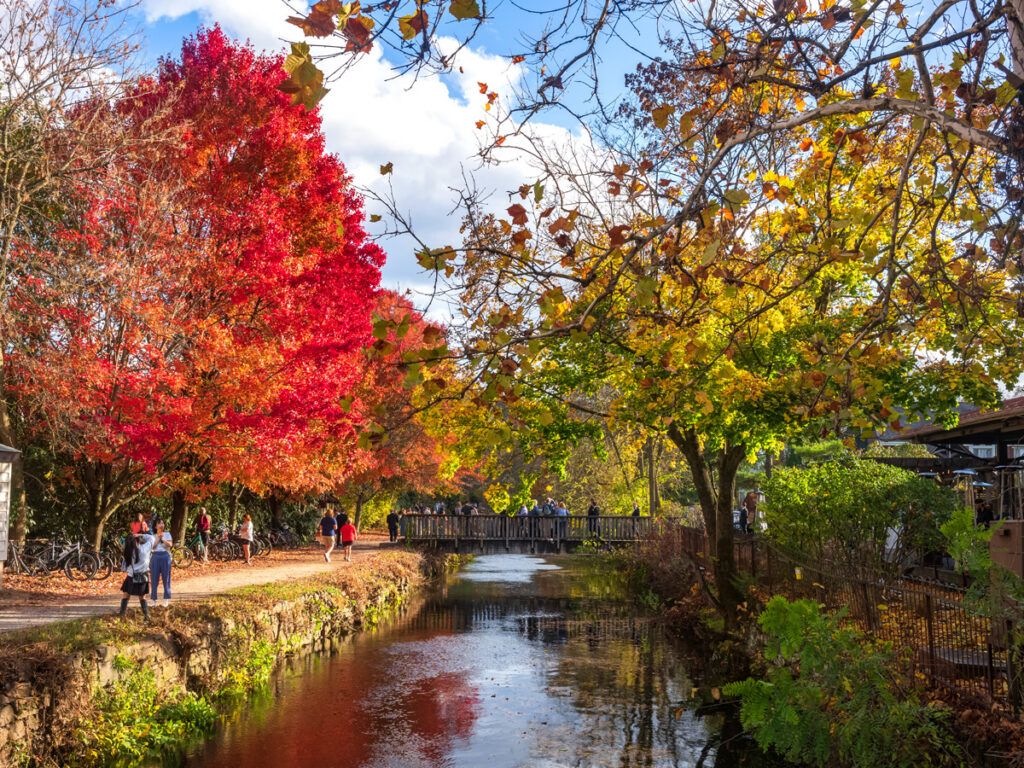 Delaware Canal Trail in New Jersey on a sunny fall day