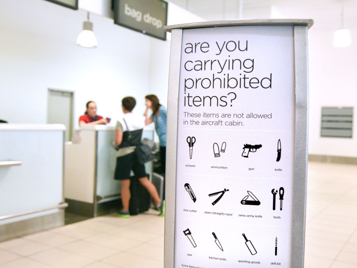 Sign for prohibited items at airport