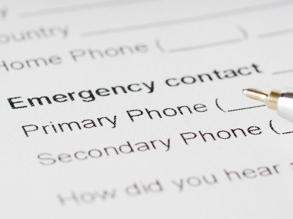 A list of emergency contacts