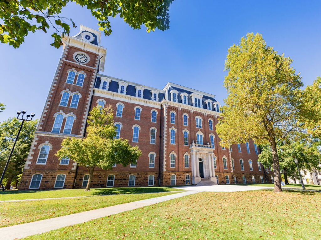 View of the Old Main at University of Arkansas