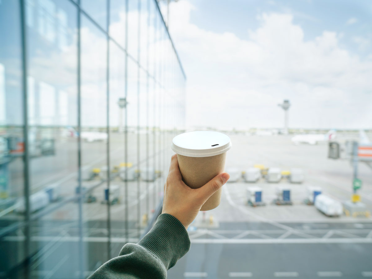 Cup of coffee at the airport